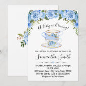 Een Baby is een blauwe baby shower-uitnodiging voo Feestdagenkaart (Voorkant / Achterkant)