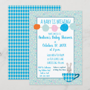 Een Baby is een blauwe Teacup Baby Boy Shower Kaart