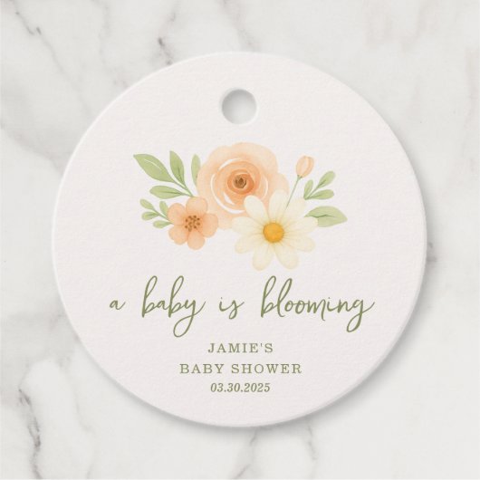 Een Baby is een bloeiend Baby shower Bedankjes Labels (Voorkant)