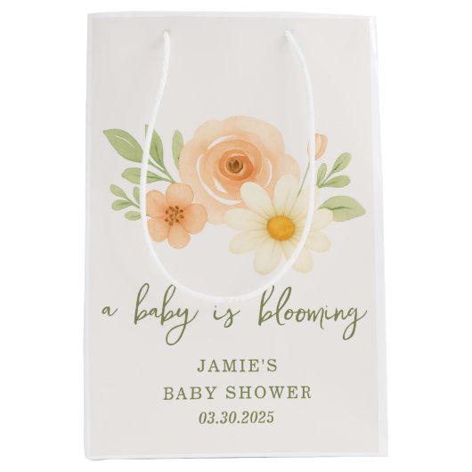 Een Baby is een bloeiend Baby shower Medium Cadeauzakje (Voorkant)
