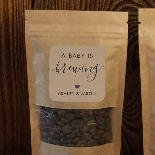 Een Baby is een kruister, Coffee Kraft Favor Vierkante Sticker