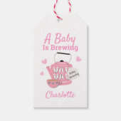 Een Baby is een roze babymeisjesdouche. Cadeaulabel (Voorkant)