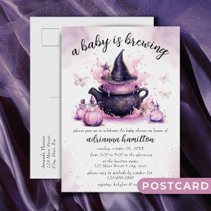 Een Baby is een roze halloween Baby shower Briefkaart