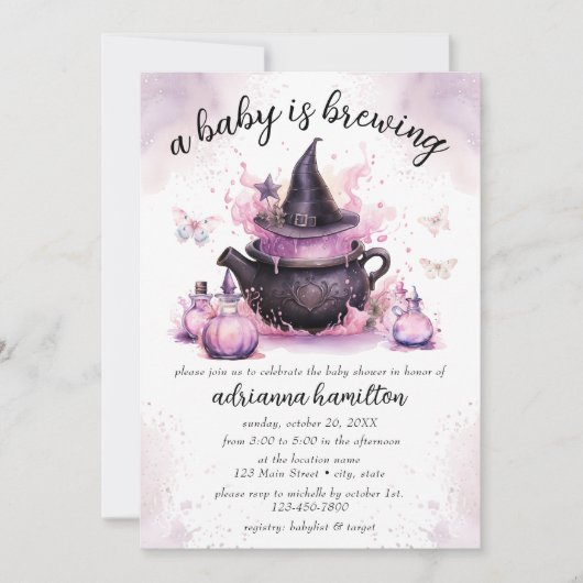 Een Baby is een roze halloween Baby shower Kaart (Voorkant)