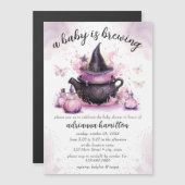 Een Baby is een roze halloween Baby shower Magnetische Uitnodiging (Voorkant / Achterkant)
