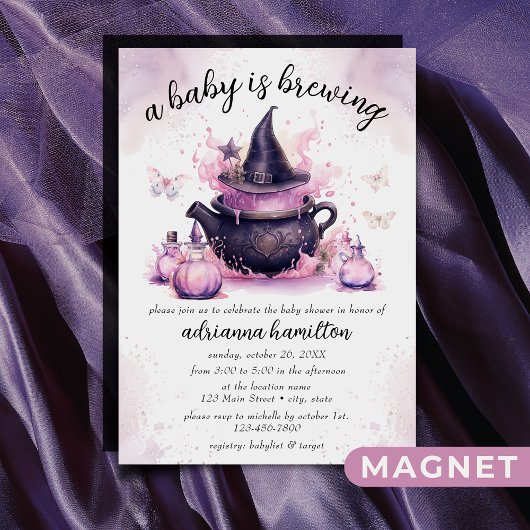Een Baby is een roze halloween Baby shower Magnetische Uitnodiging