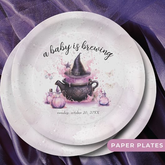 Een Baby is een roze halloween Baby shower Papieren Bordje