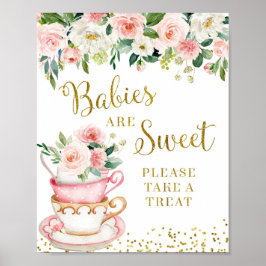 Een Baby is een Tea Party. Neem een verdrag. Poster
