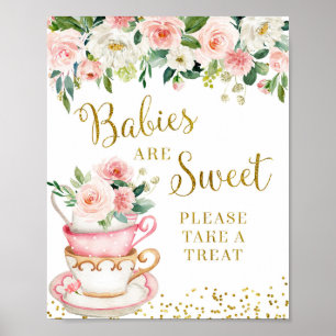 Een Baby is een Tea Party. Neem een verdrag. Poster