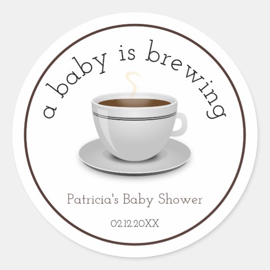 Een baby is een theepartij baby shower aan het bro ronde sticker (Voorkant)
