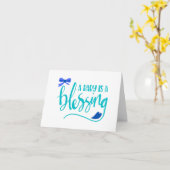 Een Baby is een Zegen - Blauw GEPERSONALISEERD Kaart (Gele Bloem)