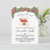 Een Baby is het Baby shower kerstthee brouwen Feestdagenkaart (Staand voorkant)