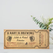 Een Baby is het Baby shower Ticket Invitatie van h Kaart (Staand voorkant)