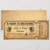 Een Baby is het Baby shower Ticket Invitatie van h Kaart (Voorkant / Achterkant)