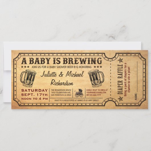 Een Baby is het Baby shower Ticket Invitatie van h Kaart (Voorkant)