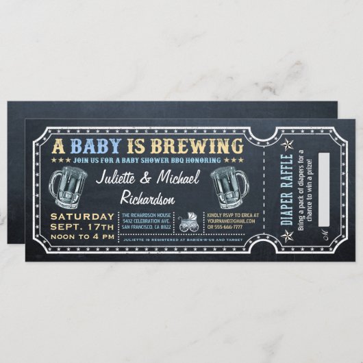 Een Baby is het Baby shower Ticket Invitatie van h Kaart (Voorkant / Achterkant)