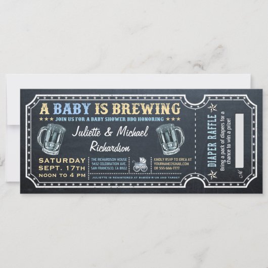 Een Baby is het Baby shower Ticket Invitatie van h Kaart (Voorkant)
