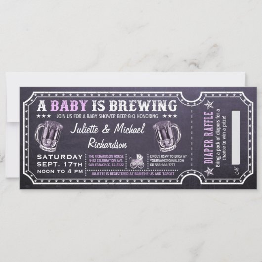 Een Baby is het Baby shower Ticket Invitatie van h Kaart (Voorkant)
