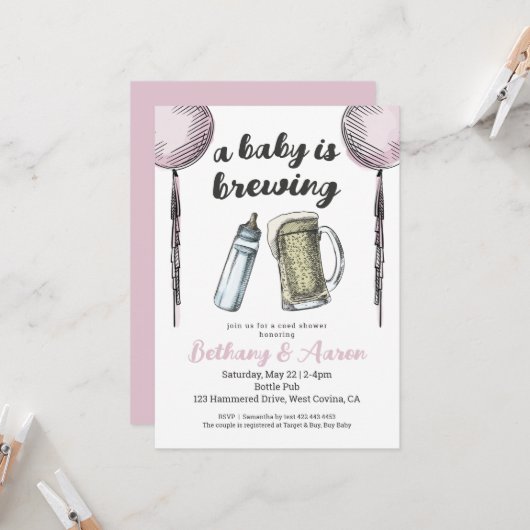 Een Baby is het Baby shower van Breedparken Uitnod Kaart (Voorkant / Achterkant in situ)