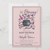 Een Baby is het Baby shower van Culdron Halloween Kaart (Voorkant)