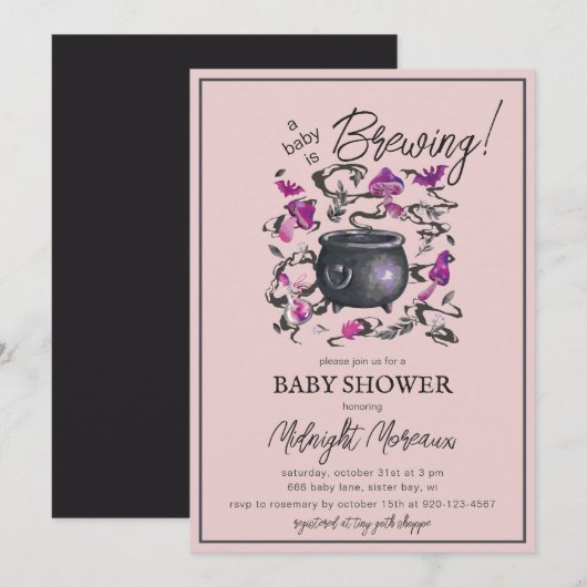 Een Baby is het Baby shower van Culdron Halloween Kaart (Voorkant / Achterkant)