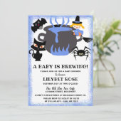 Een Baby is het Baby shower van de Brouwende Cauld Kaart (Staand voorkant)