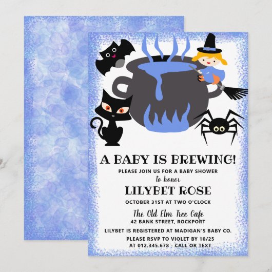 Een Baby is het Baby shower van de Brouwende Cauld Kaart (Voorkant / Achterkant)