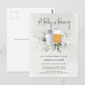 Een Baby is het Baby shower van de Greenery Boy In Briefkaart (Voorkant / Achterkant)