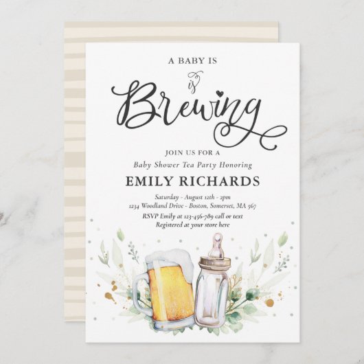 Een Baby is het Baby shower van de groenery-bierco Kaart (Voorkant / Achterkant)