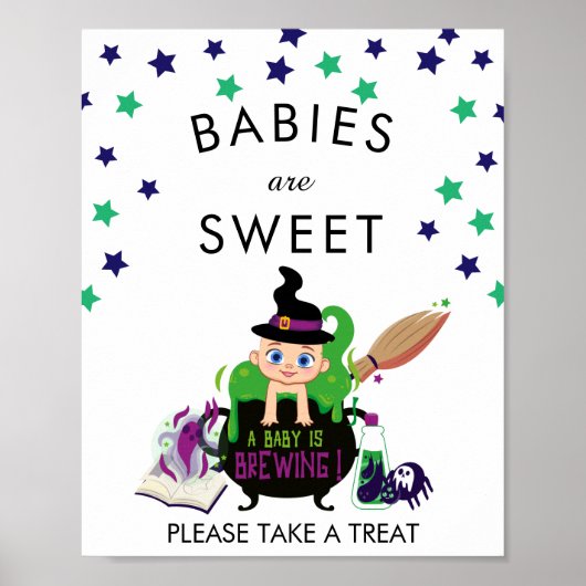 Een Baby is het Baby shower van de halloween brouw Poster (Voorkant)