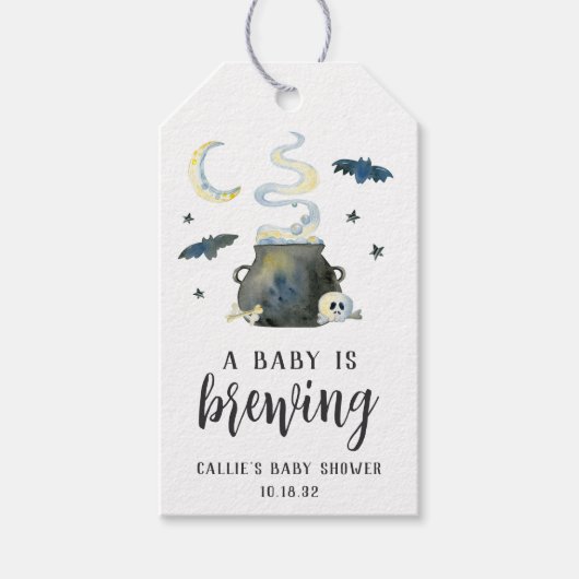 Een Baby is het Baby shower van de kattenhalloween Cadeaulabel (Voorkant)