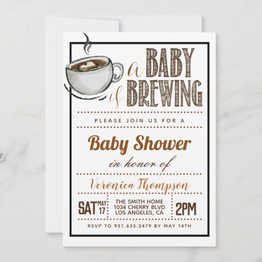 Een Baby is het Baby shower van de Koffie Kaart (Voorkant)