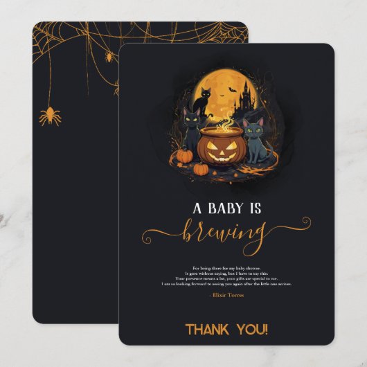 Een Baby is het Baby shower van de stekelkegel Bedankkaart (Voorkant / Achterkant)