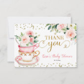Een Baby is het Baby shower van de Tea Party Bedankkaart (Voorkant)