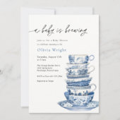 Een Baby is het Baby shower van de Tea Party Kaart (Voorkant)