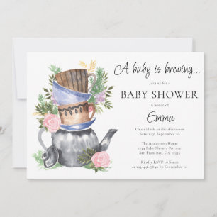 Een Baby is het Baby shower van de Tea Party Kaart