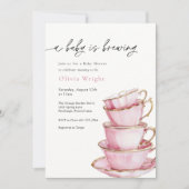 Een Baby is het Baby shower van de Tea Party Kaart (Voorkant)