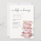 Een Baby is het Baby shower van de Tea Party Kaart (Voorkant)