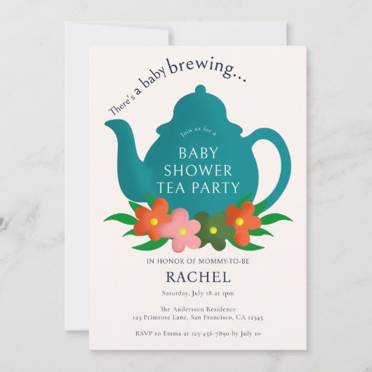 Een Baby is het Baby shower van de Tea Party Kaart (Voorkant)