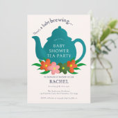 Een Baby is het Baby shower van de Tea Party Kaart (Staand voorkant)