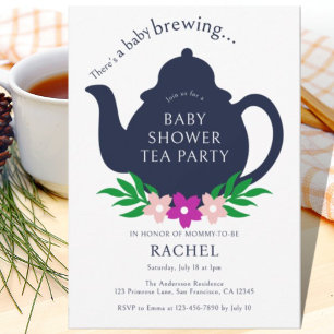 Een Baby is het Baby shower van de Tea Party Kaart