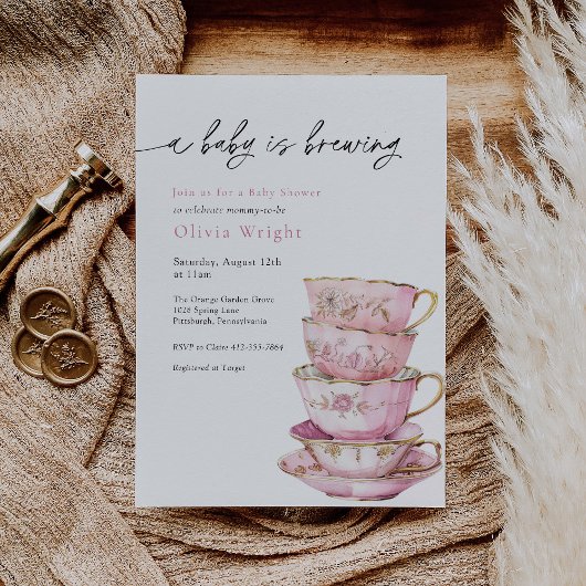 Een Baby is het Baby shower van de Tea Party Kaart