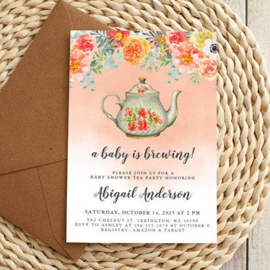 Een Baby is het Baby shower van de Tea Party Kaart