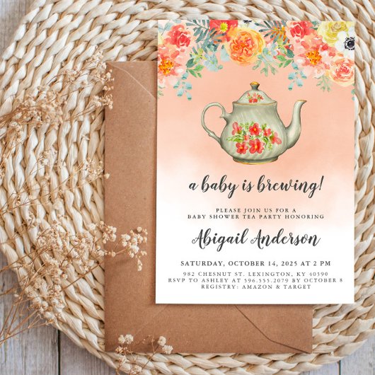 Een Baby is het Baby shower van de Tea Party Kaart