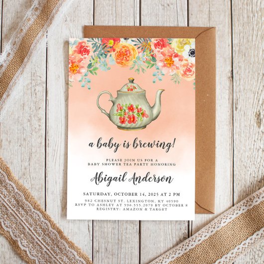 Een Baby is het Baby shower van de Tea Party Kaart