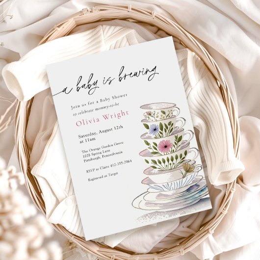 Een Baby is het Baby shower van de Tea Party Kaart