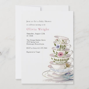 Een Baby is het Baby shower van de Tea Party Kaart