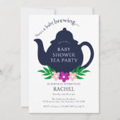 Een Baby is het Baby shower van de Tea Party Kaart (Voorkant)