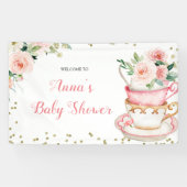 Een Baby is het Baby shower van de Tea Party Spandoek (Horizontaal)
