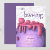 Een Baby is het Baby shower van een heks-halloween Kaart (Voorkant / Achterkant)